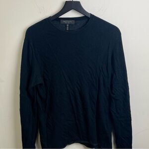 Rag & Bone Black Slim-fit Wool/Cotton Crewneck Sweater *FLAW*